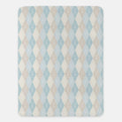 Pale Blue & Beige XL 60x80 Argyle Sherpa Throw Blanket | Dorm Decor