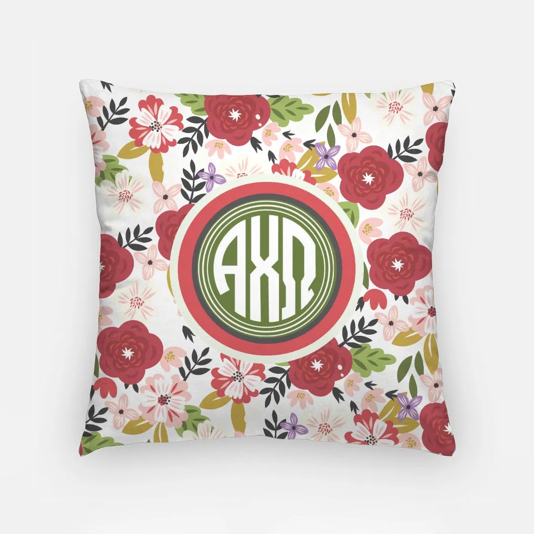 Alpha Chi Omega Pillow Cover - Modern Floral 18" | Custom Gifts | Official Merch