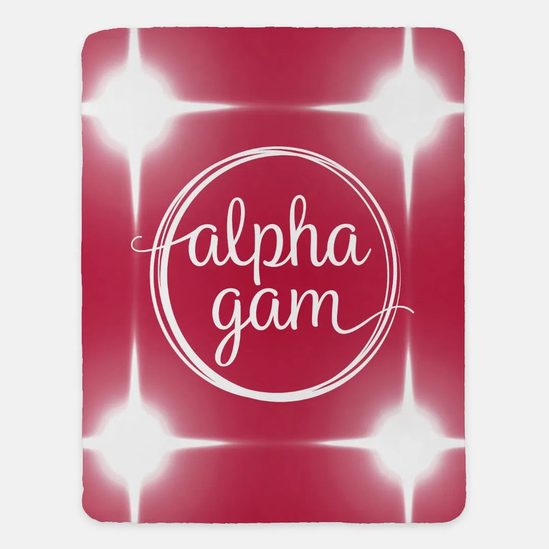 Alpha Gam XL 60x80 Sherpa Blanket - Red Flashing Lights | AGD Gifts & Decor