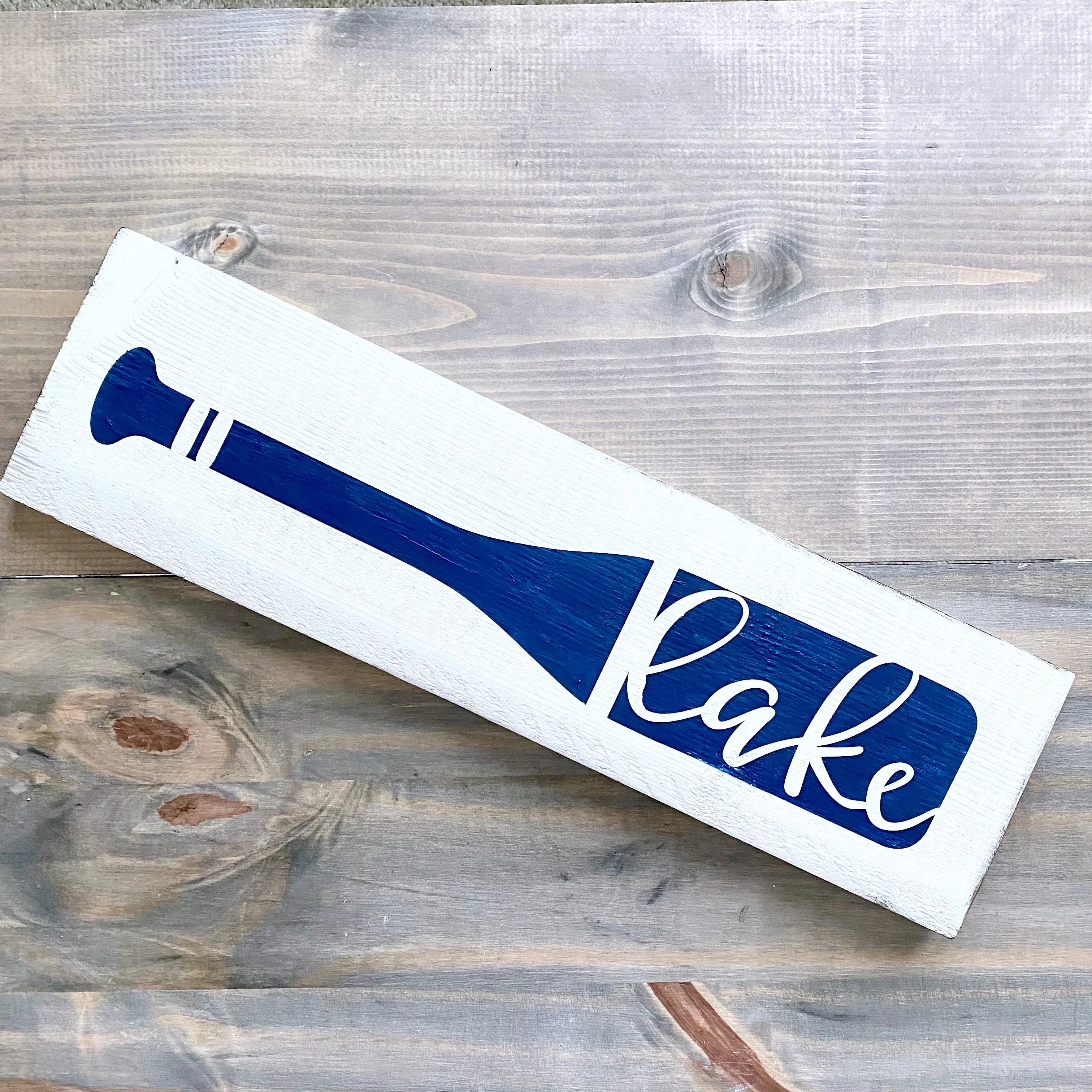 Lake Boat Oar Wood Sign | Coastal Dorm Decor | Wall Art