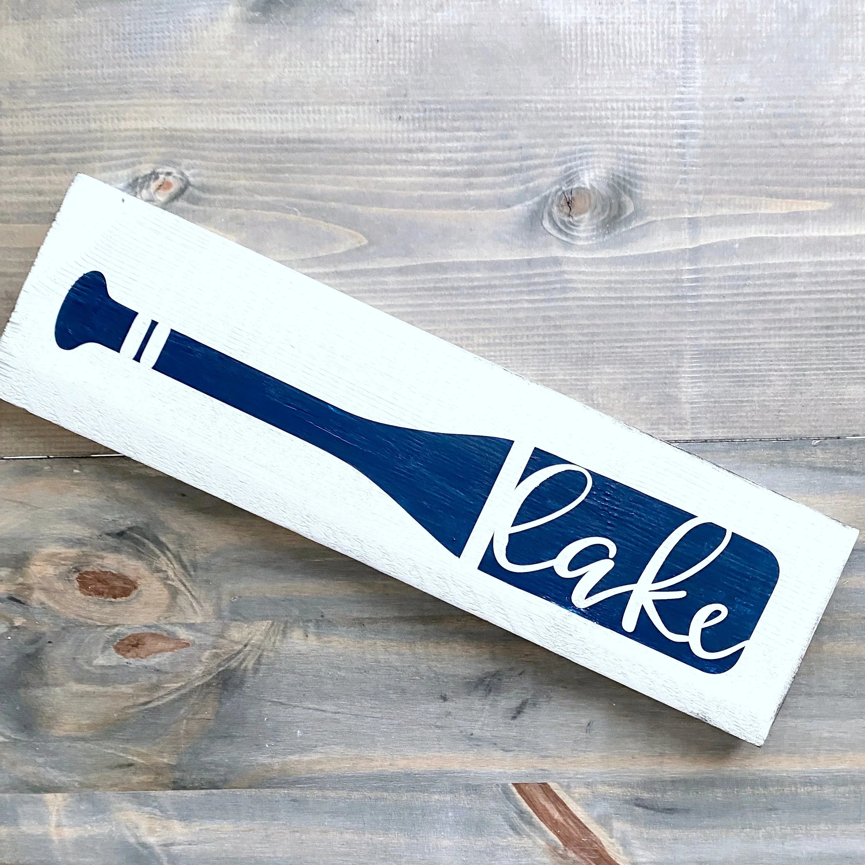 Lake Boat Oar Wood Sign | Coastal Dorm Decor | Wall Art