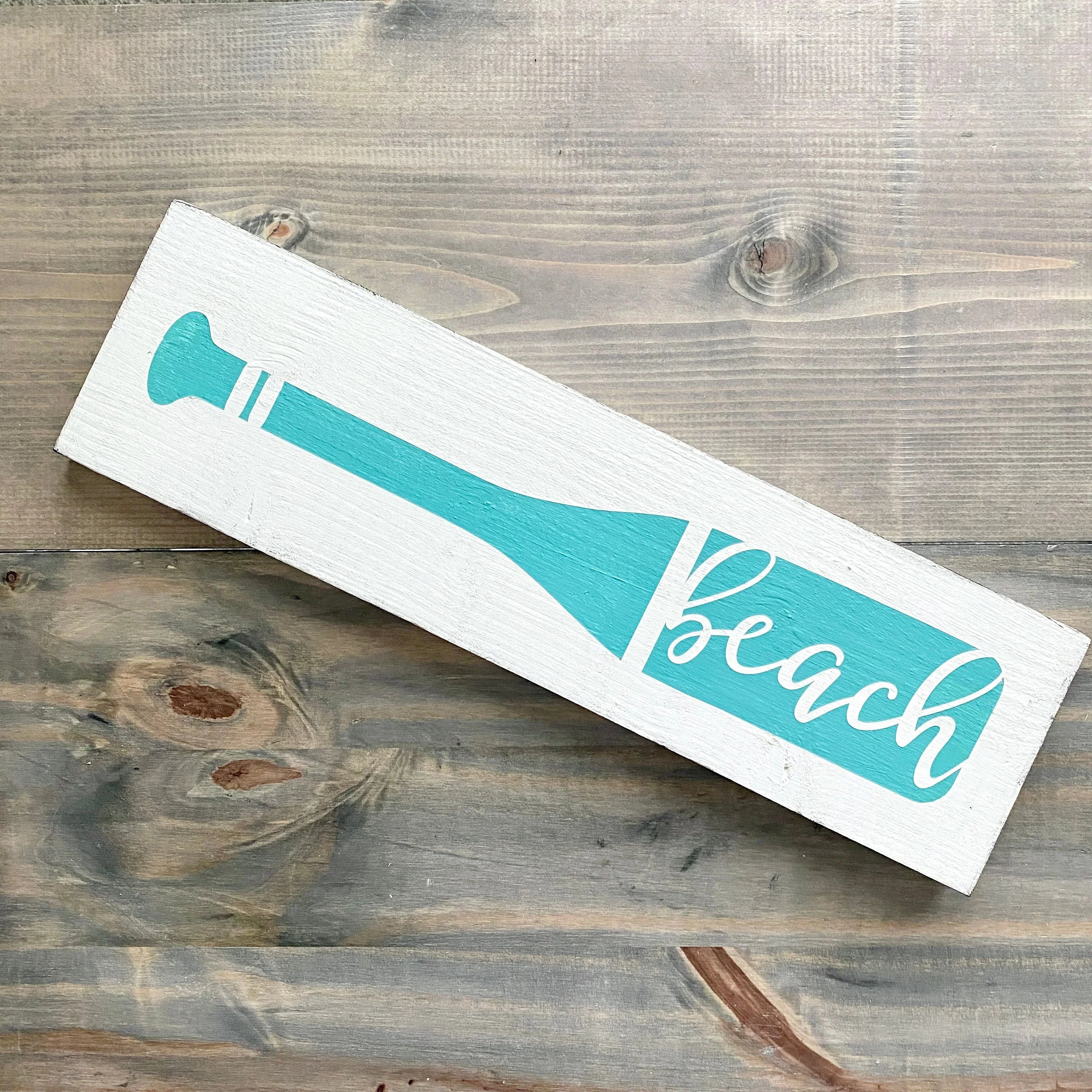 Beach Boat Oar Wood Sign | Coastal Dorm Decor | Wall Art