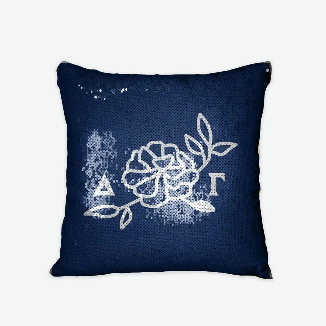 Delta Gamma Sequin Pillow Cover - Flower Icon Pillow Covers