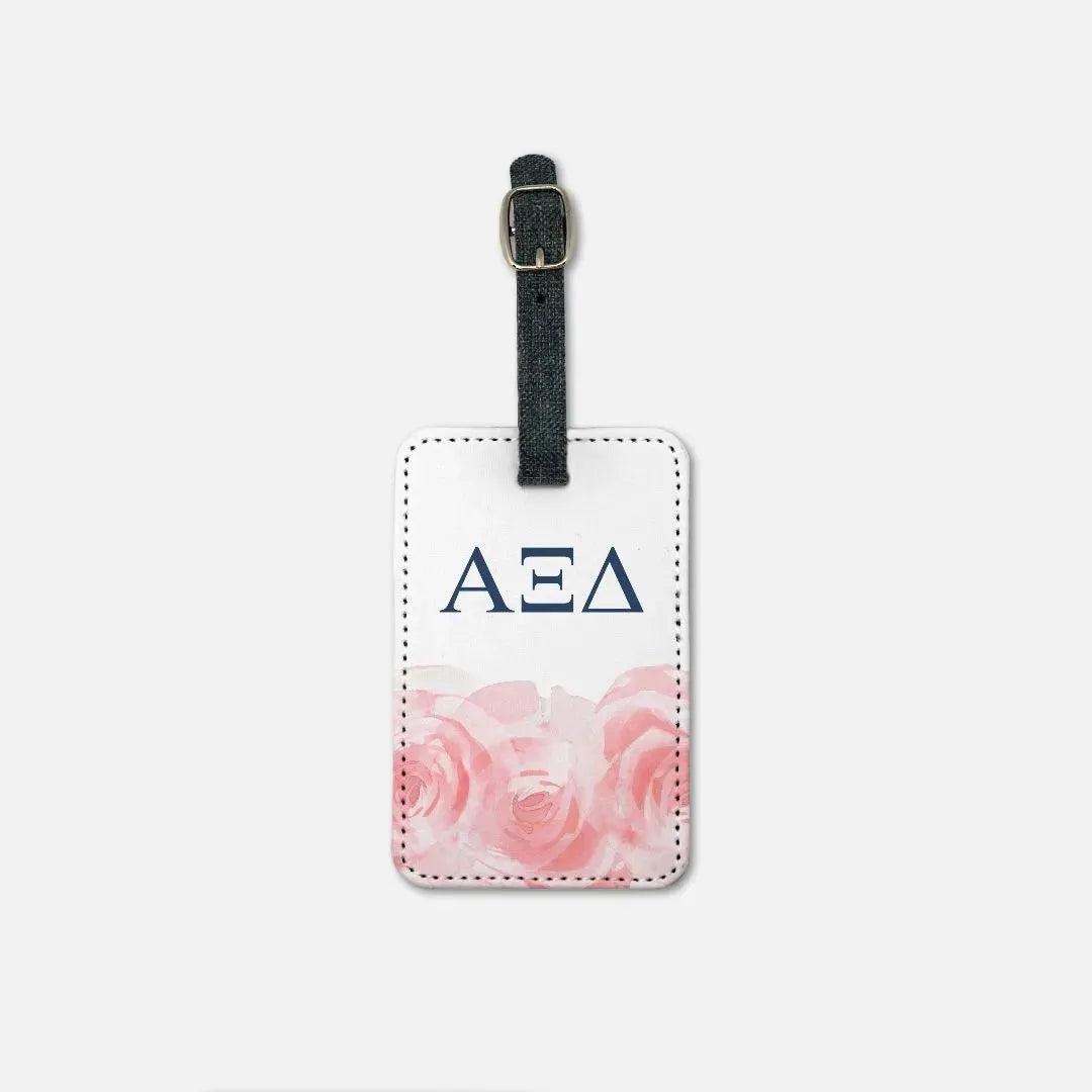 Alpha Xi Delta (Set of 2) Luggage Tag - Roses Luggage Tags