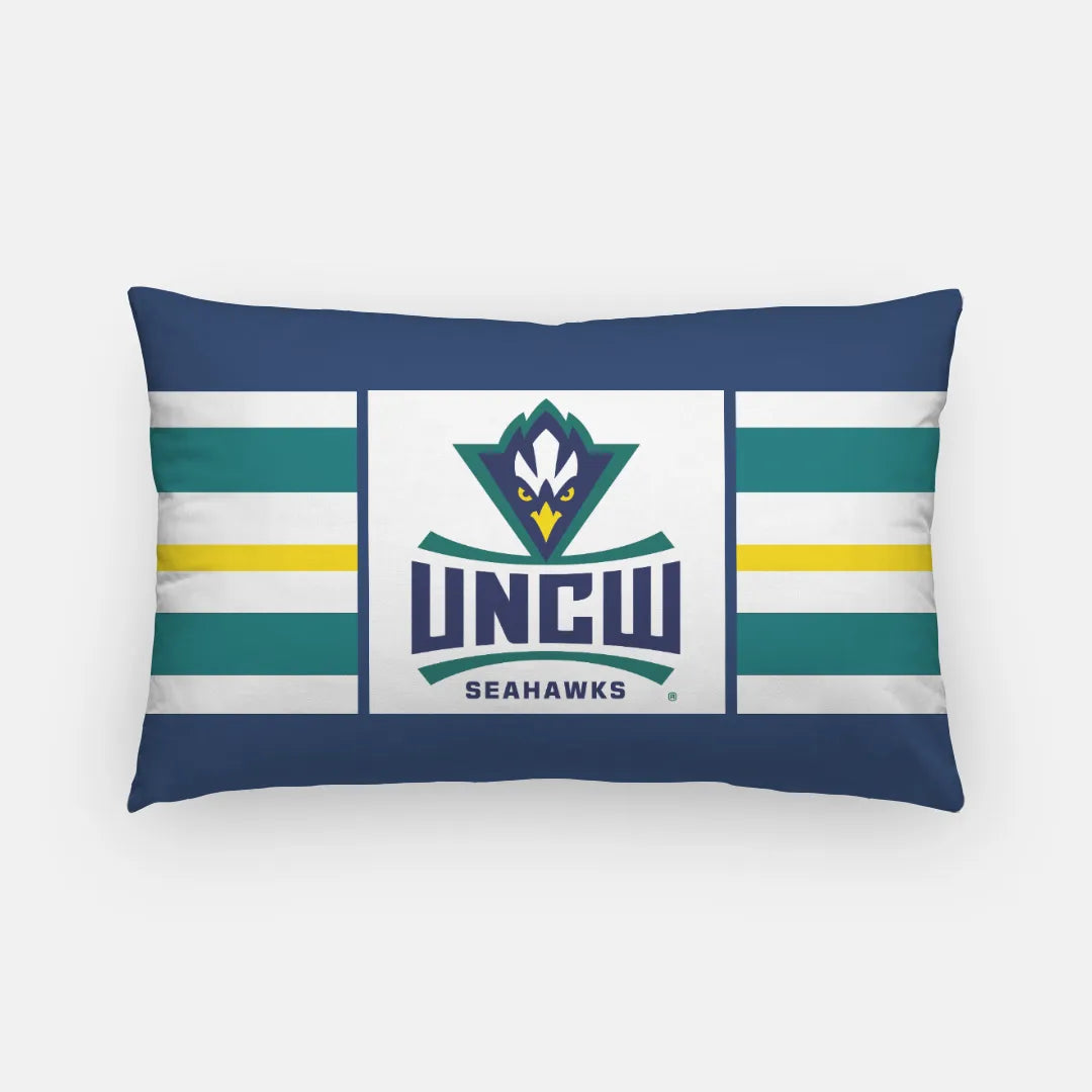 UNCW Seahawk Striped Lumbar Throw Pillow Cover | Gifts and Decor | Festive Fit Home