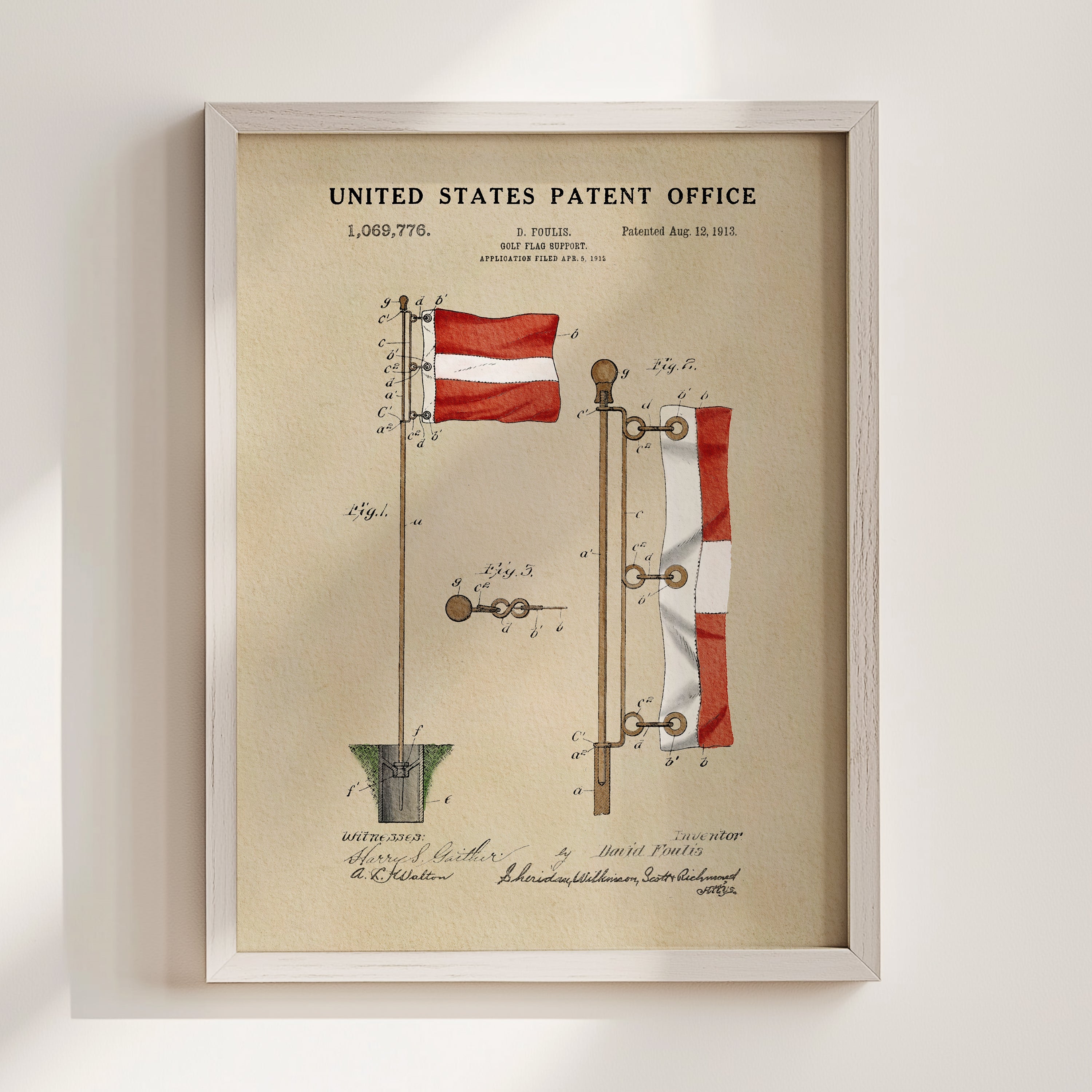 Golf Flag US Patent Art Print | Sports Themed Dorm Decor | Wall Art | Campus Greek Fit
