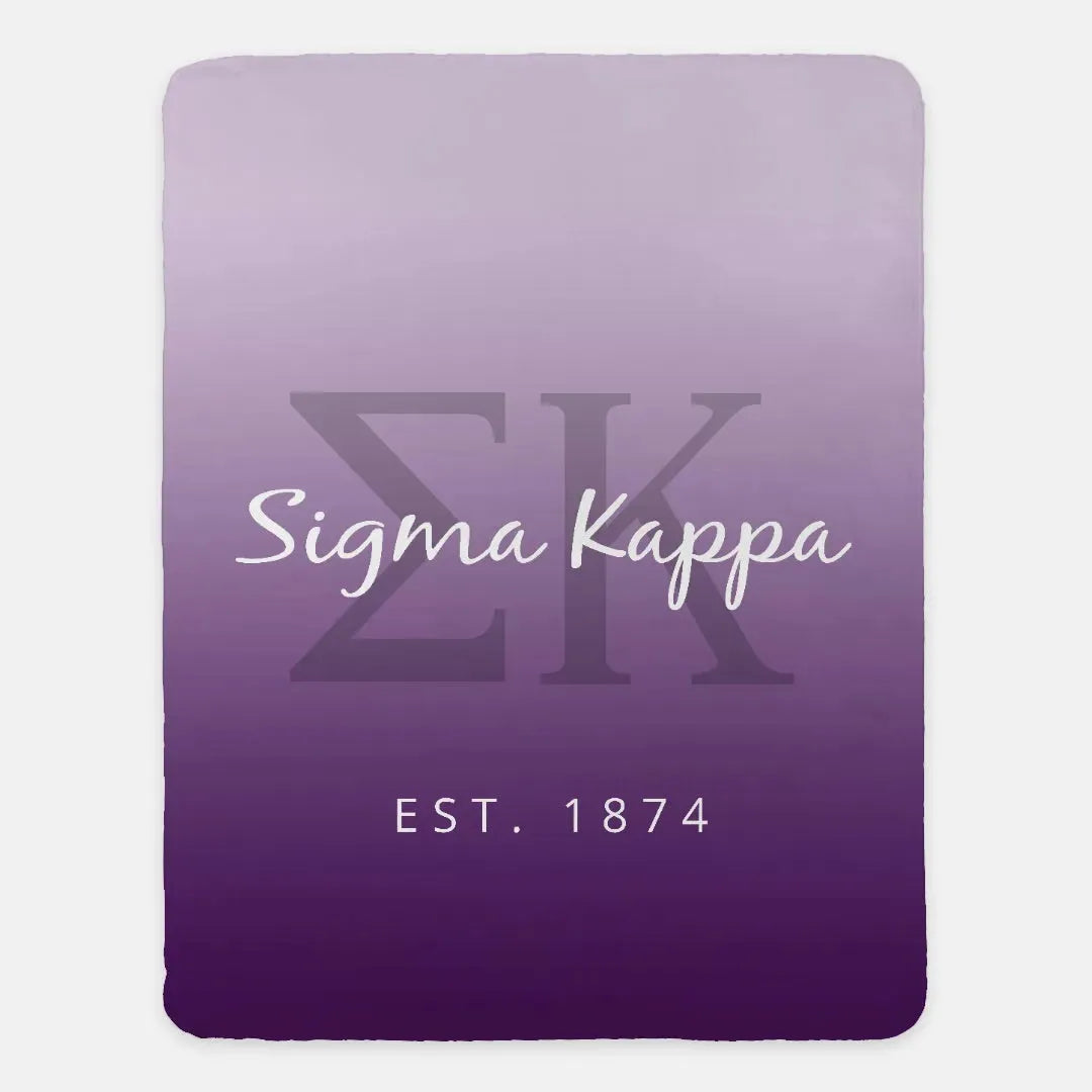 Sigma Kappa XL 60x80 Sherpa Blanket - Purple Gradient Throw Blankets