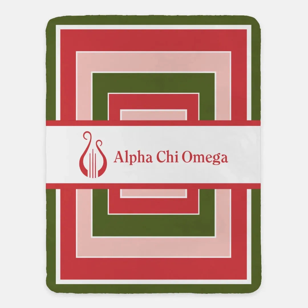 Alpha Chi Omega XL 60x80 Geometric Sherpa Throw Blanket Throw Blankets