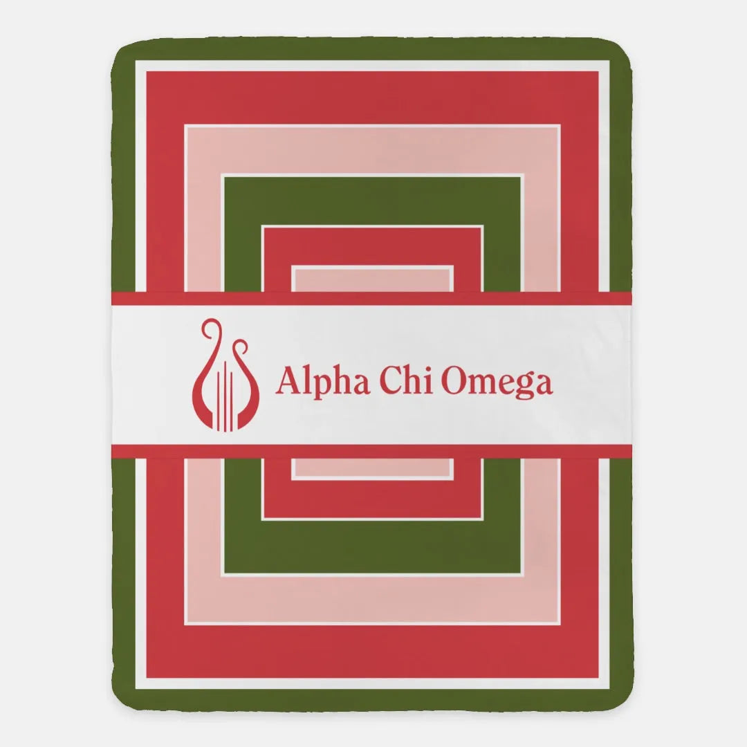 Alpha Chi Omega XL 60x80 Sherpa Blanket - Geo | Custom AXO Gifts