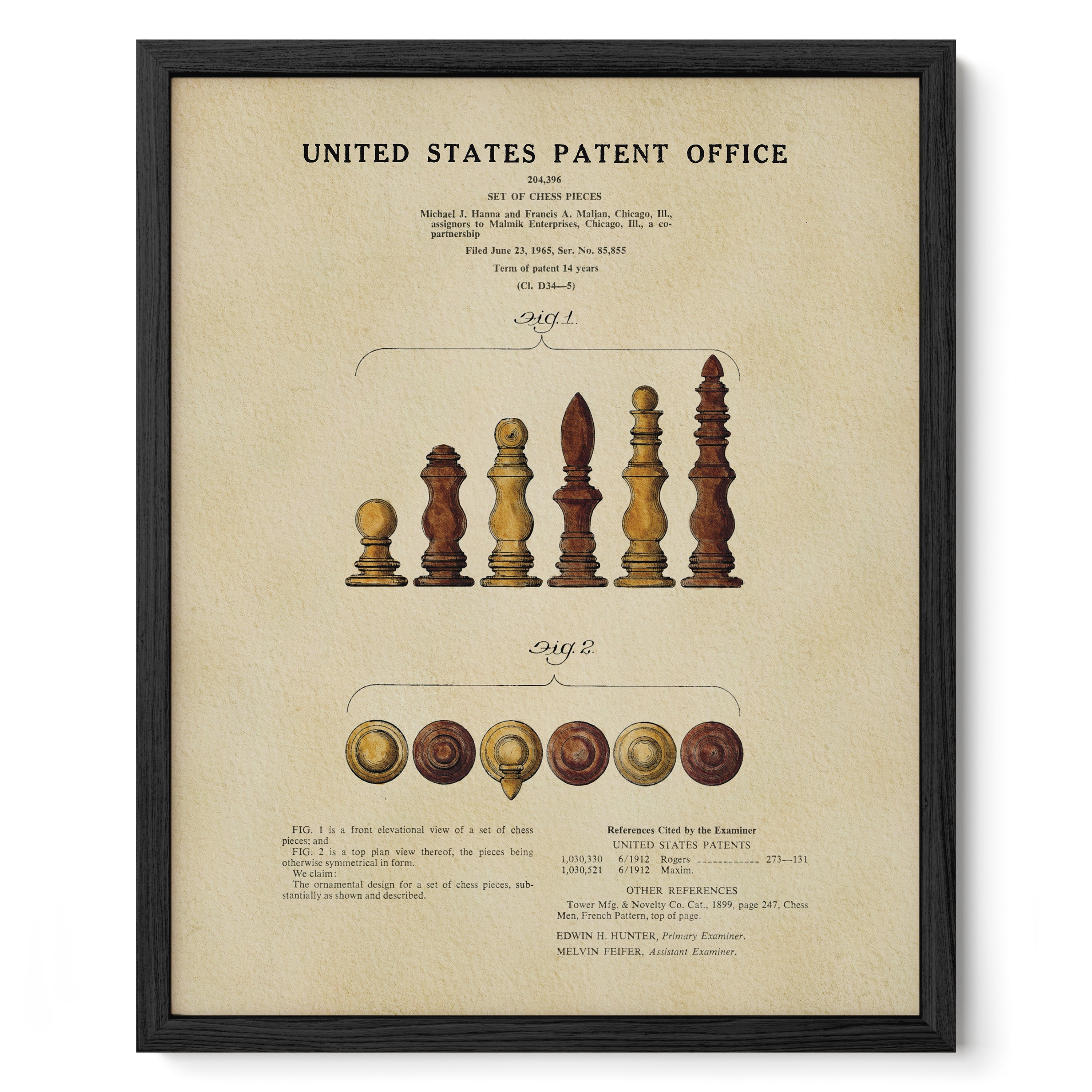 Chess Pieces US Patent Art Print | Dorm Decor | Wall Art - Campus Greek Fit