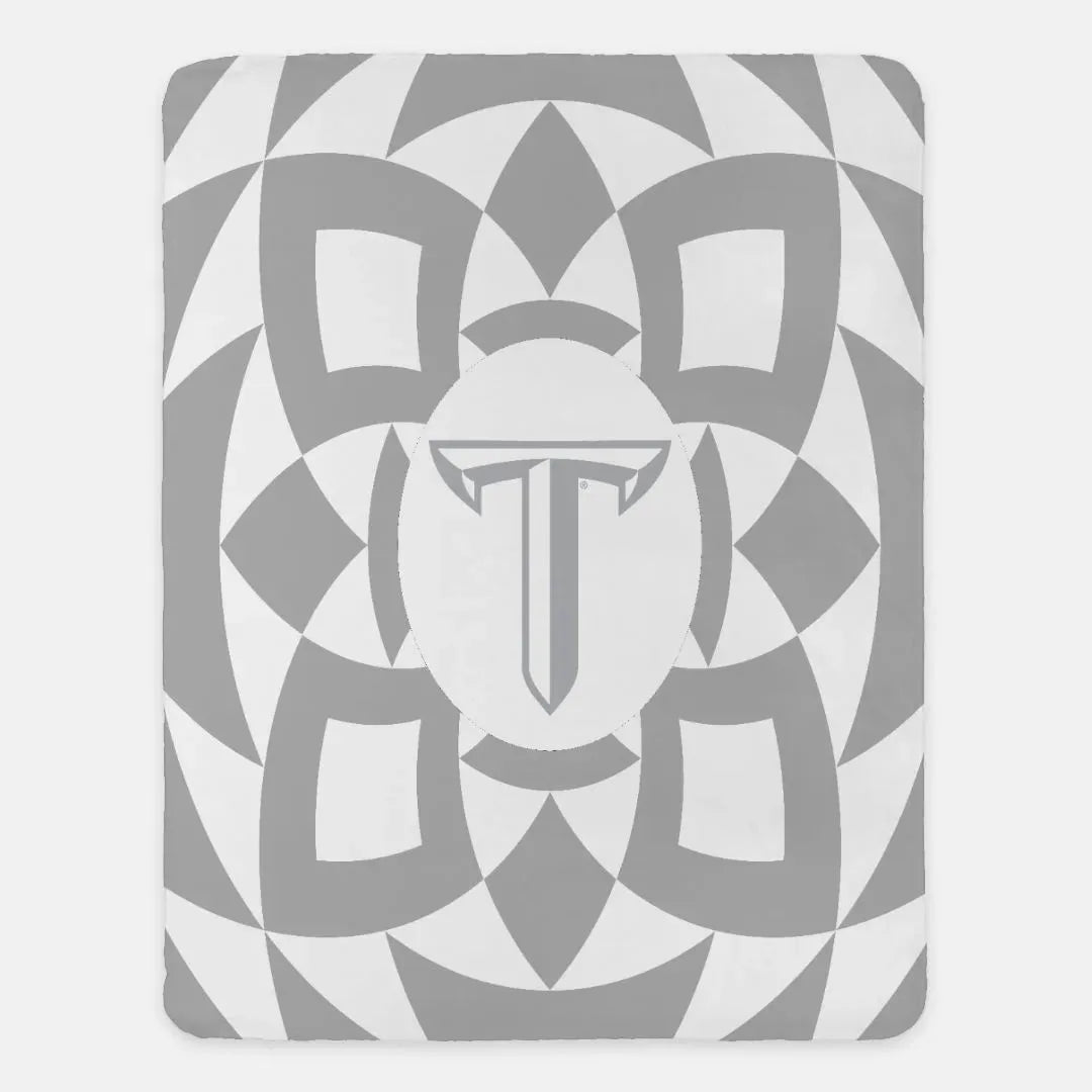 Troy University XL 60x80 Sherpa Blanket - Gray Tribal Throw Blankets