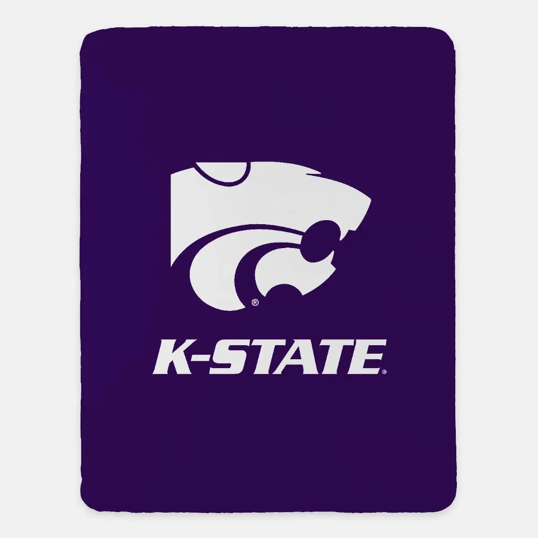 K-STATE 60x80 Sherpa Blanket - Power Cat Purple Throw Blankets