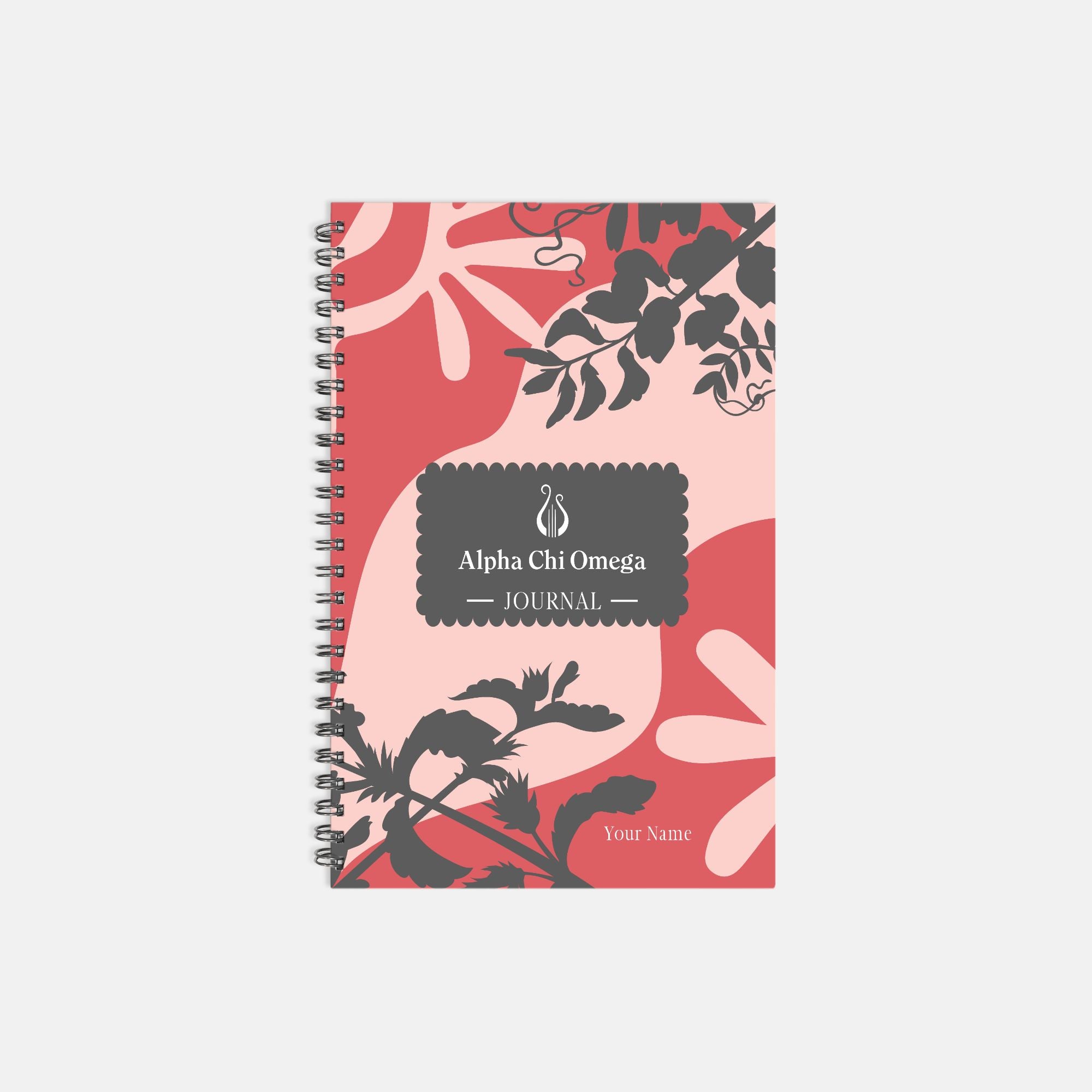 Alpha Chi Omega Hardcover Notebook Journal - Abstract Leaves