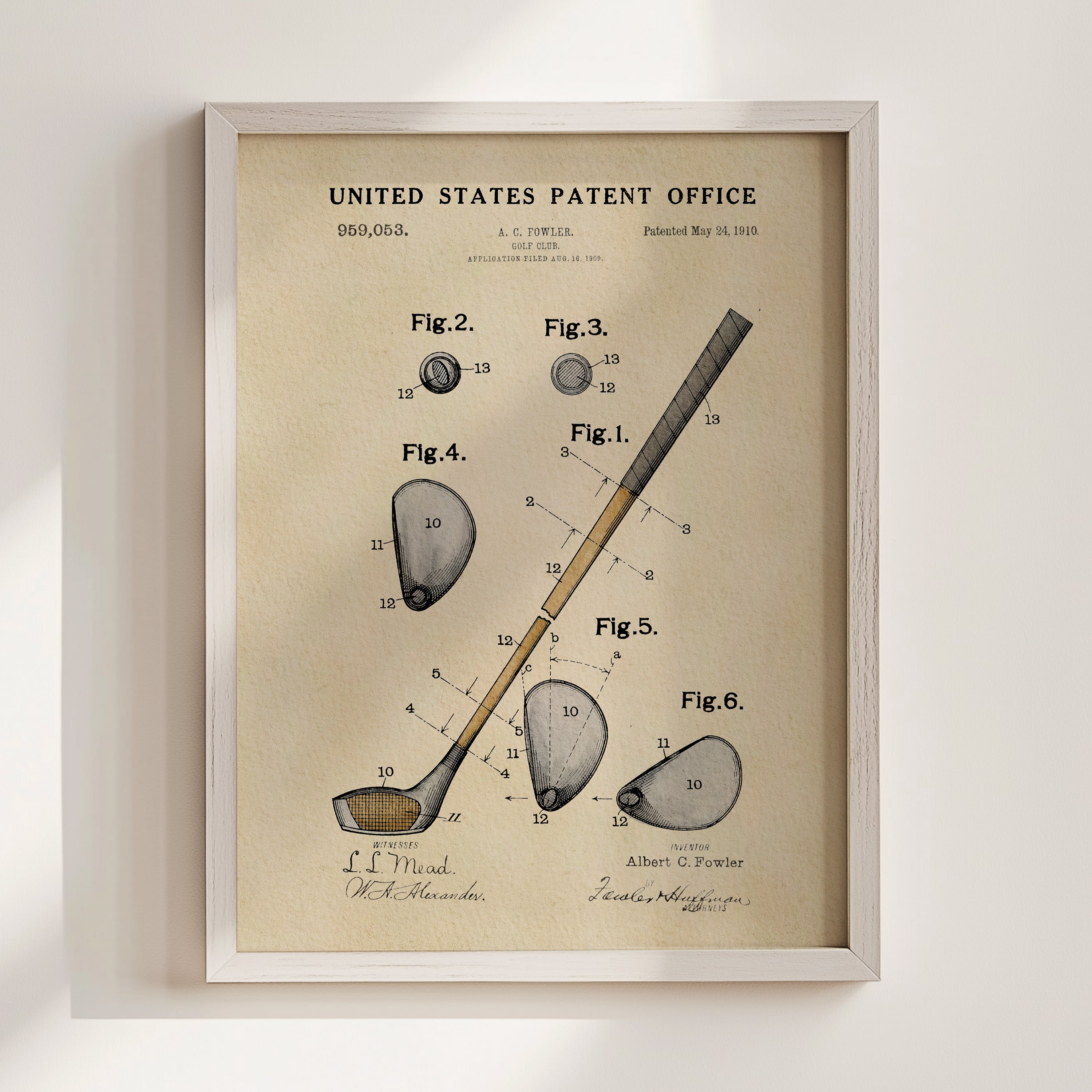 Golf Club US Patent Art Print | Sports Themed Dorm Decor | Campus Greek Fit