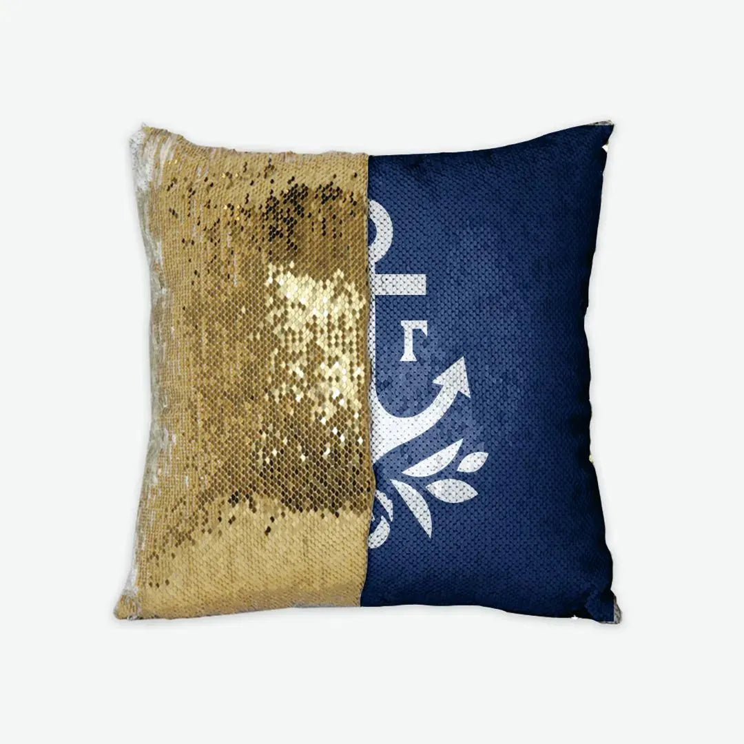 Delta Gamma Sequin Pillow Cover - Brandmark Gold Pillow Covers