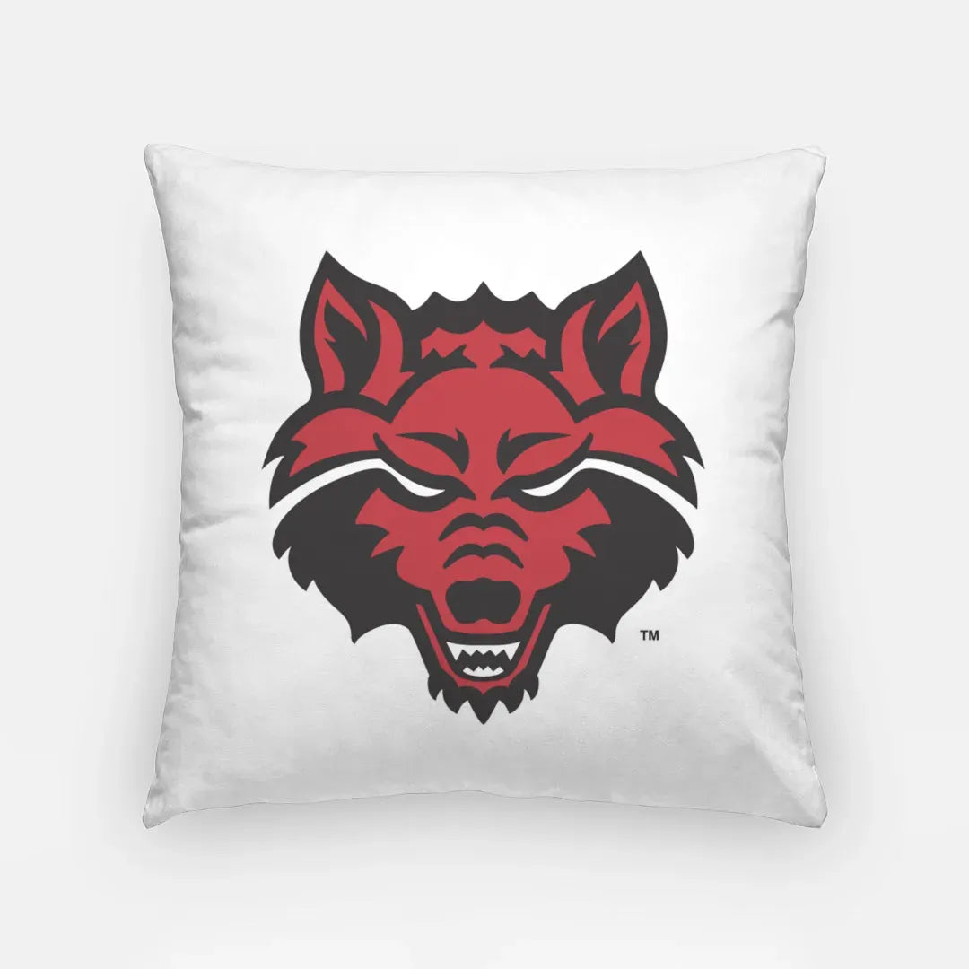 Arkansas State 18" Wolf Head Throw Pillow Cover White Red Pillow Covers