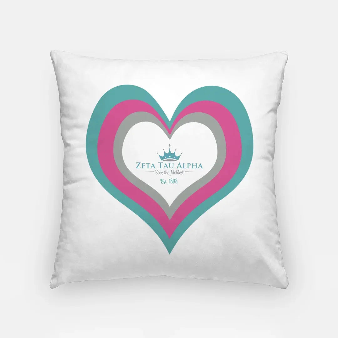 Zeta Tau Alpha 18" Throw Pillow Cover - Heart Pillow Covers