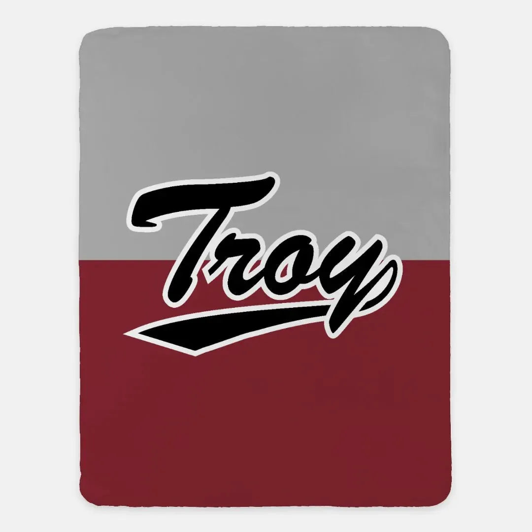 Troy University XL 60x80 Sherpa Blanket - Color Split Throw Blankets