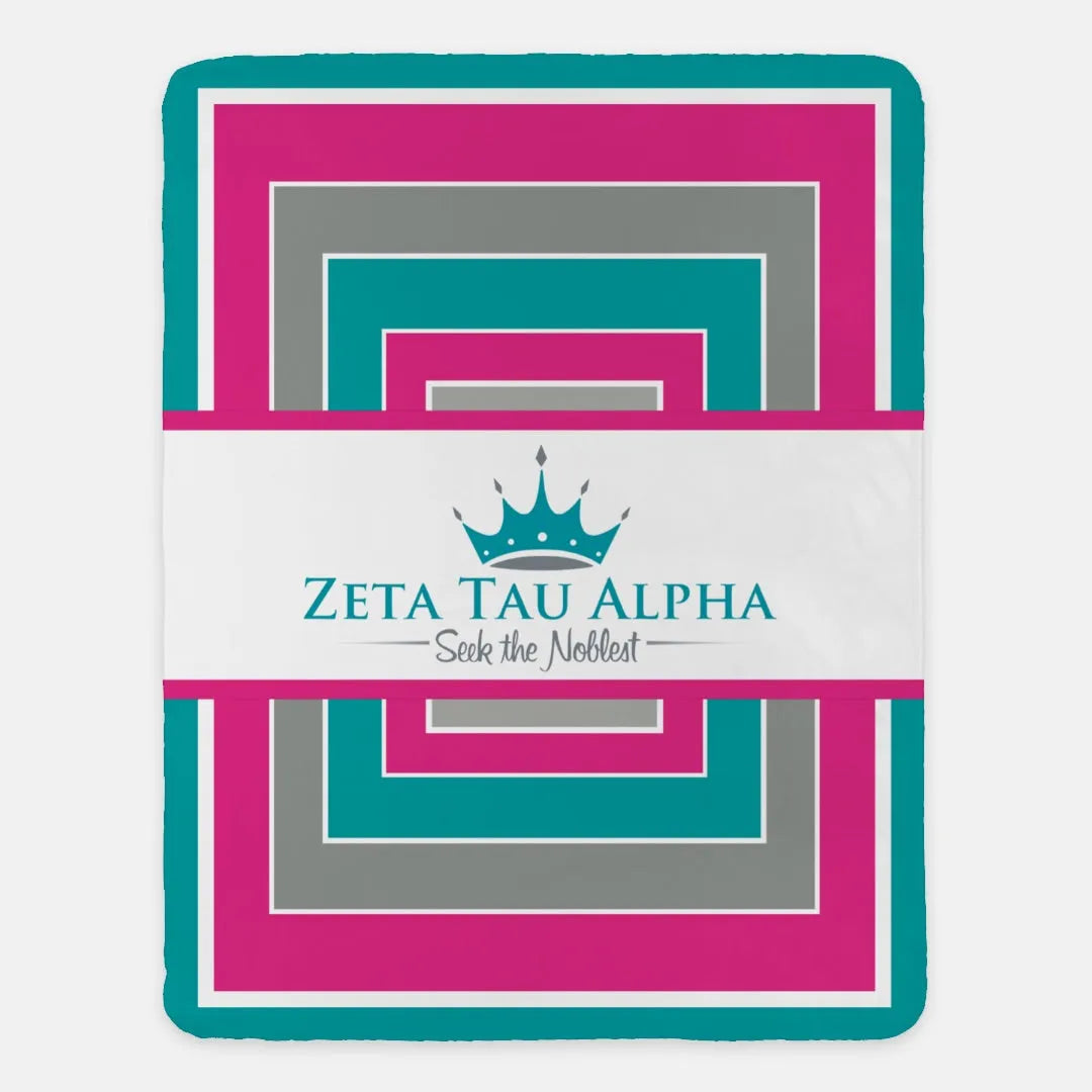 Zeta Tau Alpha XL 60x80 Sherpa Blanket- Geo | Custo ZTA Gifts & Decor