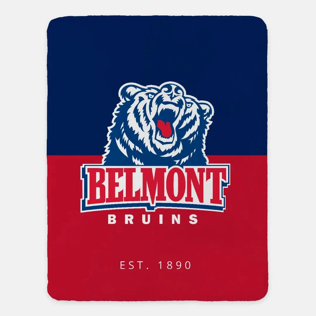Belmont University XL 60x80 Sherpa Blanket - Color Block Throw Blankets
