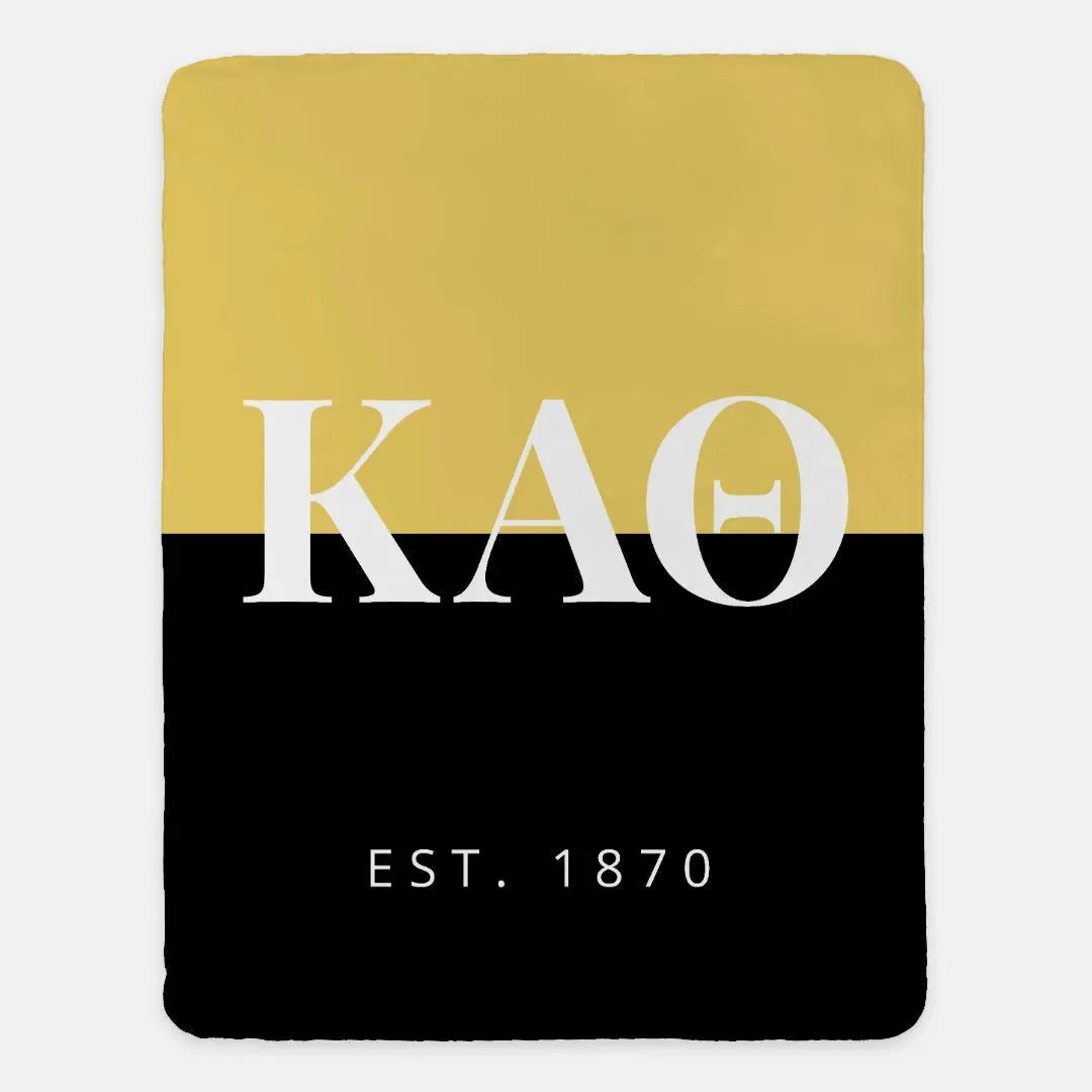 Kappa Alpha Theta XL 60x80 Sherpa Throw Blanket - Traditional Color Block Throw Blankets
