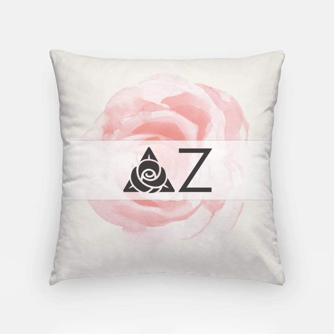 Delta Zeta Rose  - Greek Letters Pillow Cover - 18"| Gift Shop | Decor | Festive Fit Home