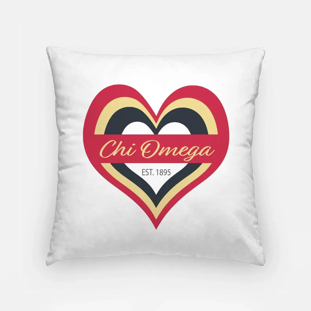 Chi Omega 18" Throw Pillow Cover - Heart Pillow Covers