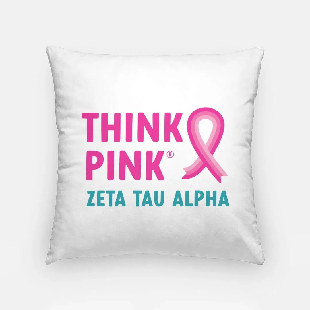Think Pink Zeta Tau Alpha Throw Pillow Cover 18" Pillow Covers