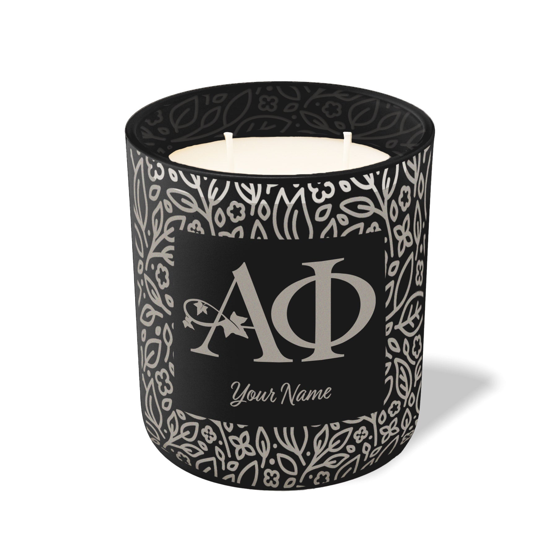 Personalized Alpha Phi Engraved Glow Candle 12 oz. - Floral Collection