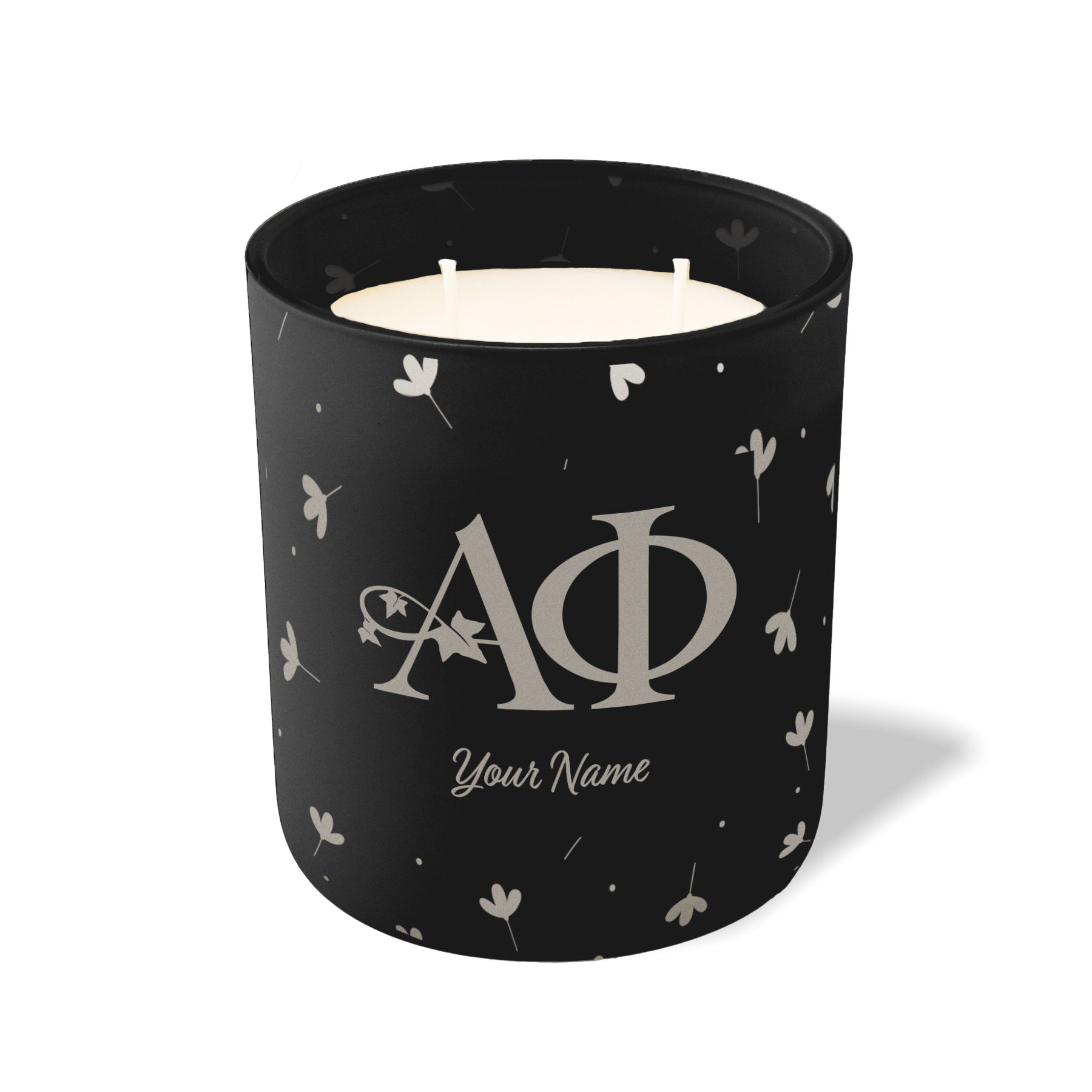 Personalized Alpha Phi Engraved Glow Candle 12 oz. - Floral Collection