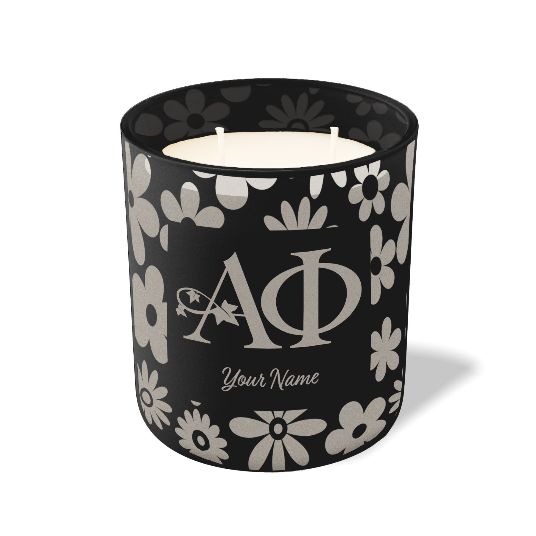 Personalized Alpha Phi Engraved Glow Candle 12 oz. - Floral Collection