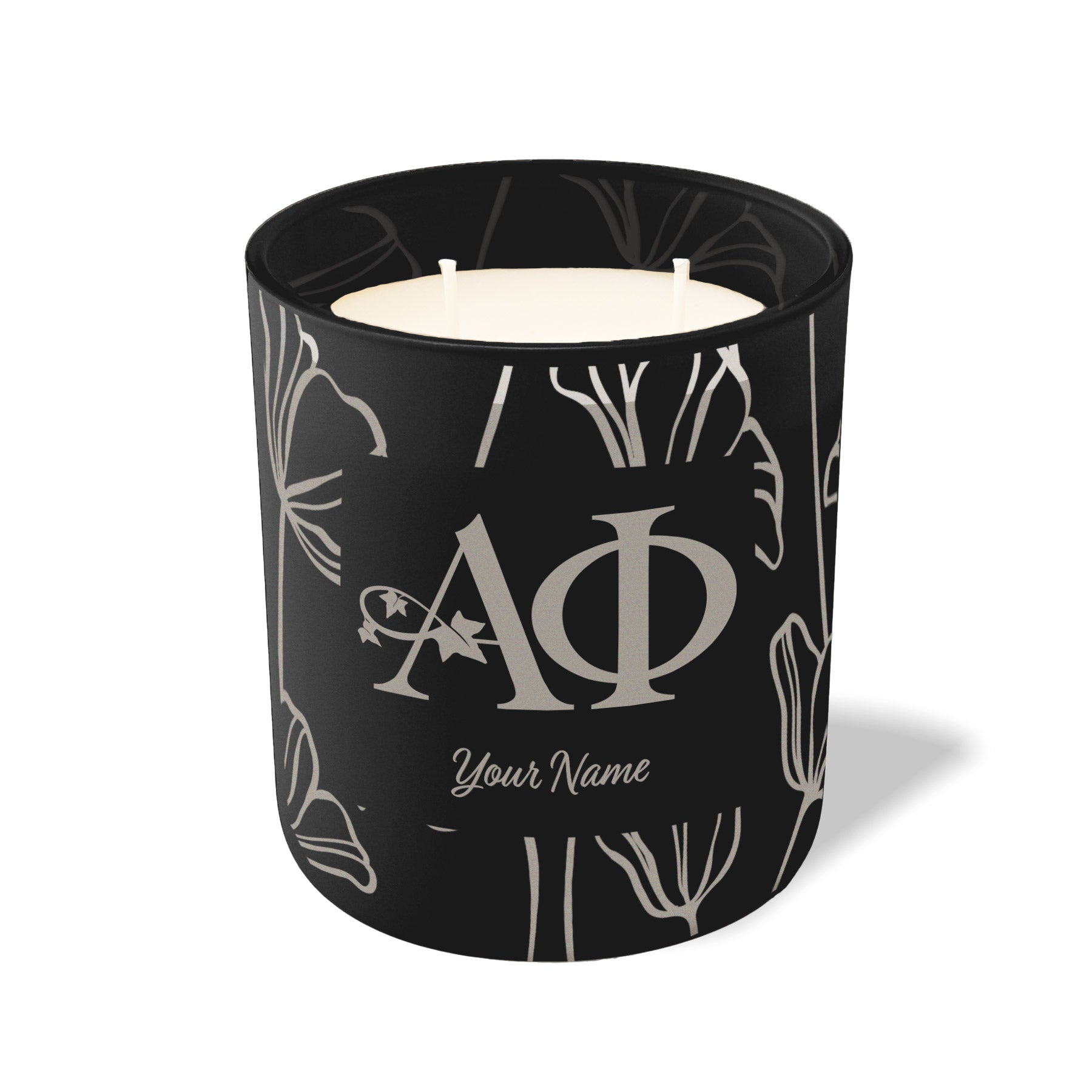 Personalized Alpha Phi Engraved Glow Candle 12 oz. - Floral Collection