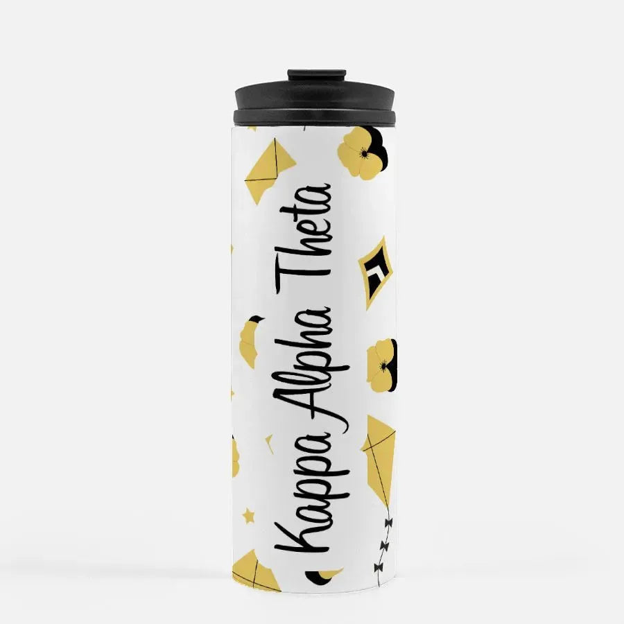 Kappa Alpha Theta Thermal Tumbler - Kite Pansy Pattern 16 oz. Drinkware