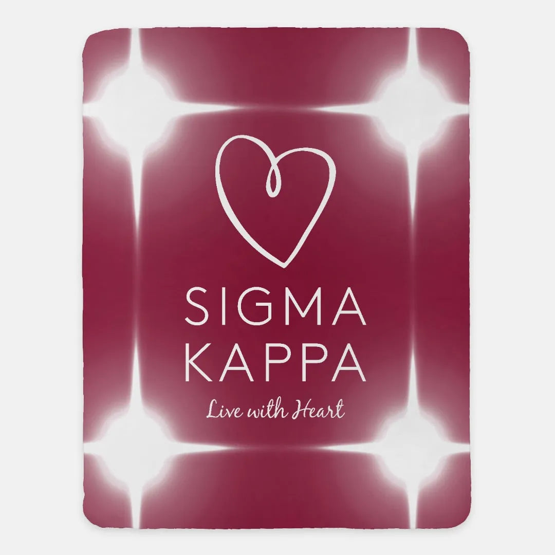 Sigma Kappa Sherpa Blanket XL 60x80 Maroon Flashing Lights | Sig Kap | Custom Gifts | Festive Fit Home