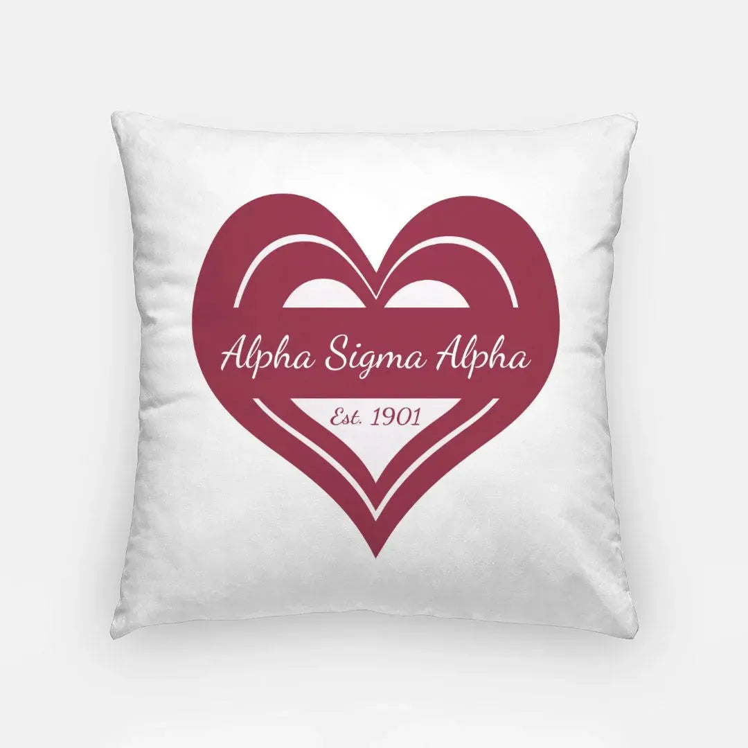 Alpha Sigma Alpha 18" Throw Pillow Cover - Heart Pillow Covers