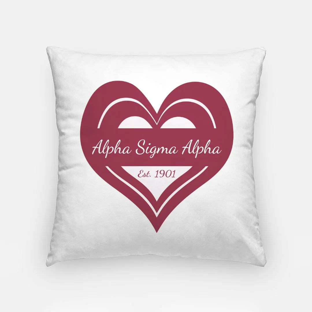 Alpha Sigma Alpha Pillow Cover - Heart 18" | Official Gift Shop | Festive Fit Home