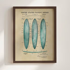 Surfboards US Patent Wall Art Print | Coastal Theme Dorm Decor - Campus Greek Fit