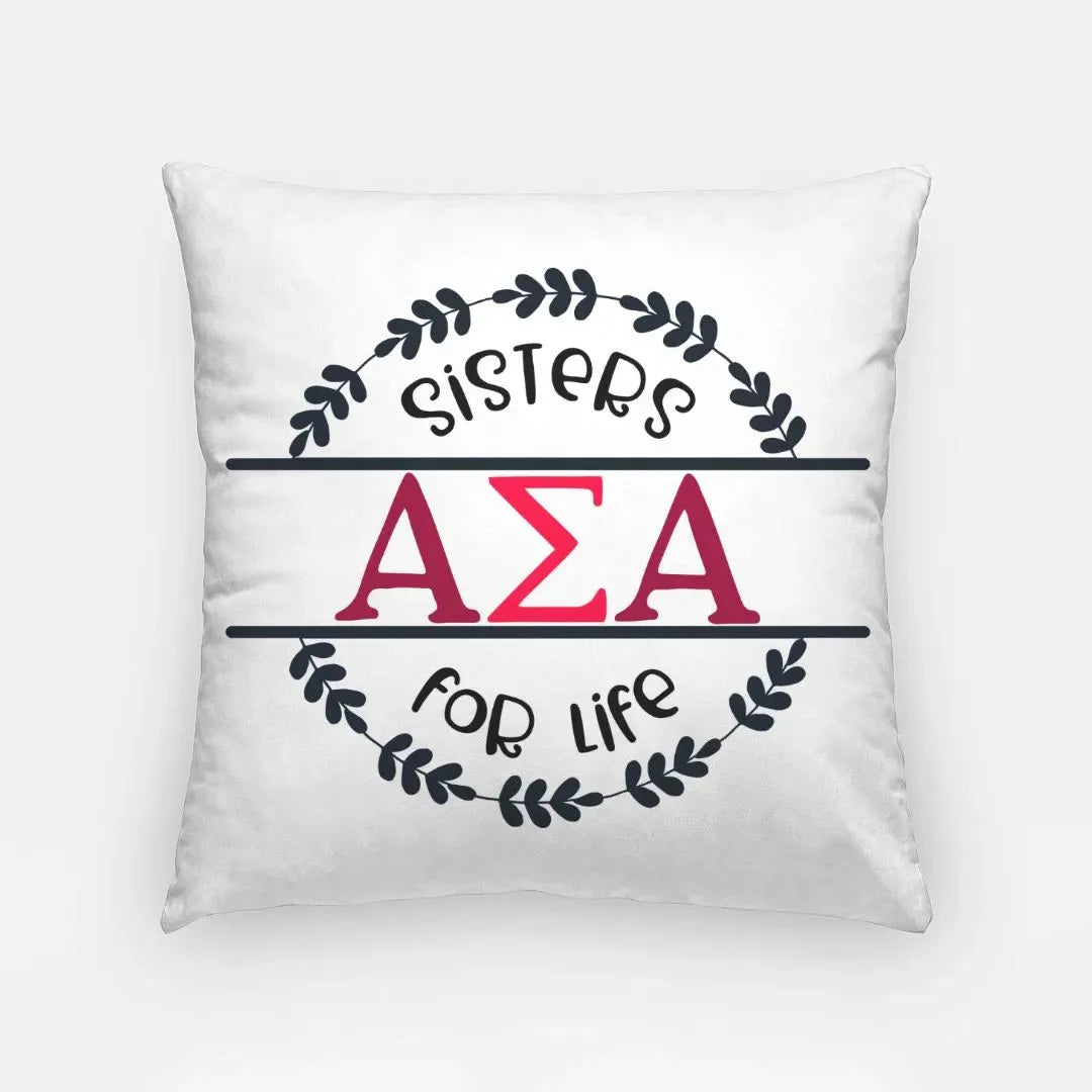 Alpha Sigma Alpha 18" Throw Pillow Cover - Sisters For Life Pillow Covers