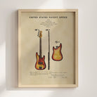 Fender Bass Guitar US Patent Art Print | Music-Themed Dorm Decor