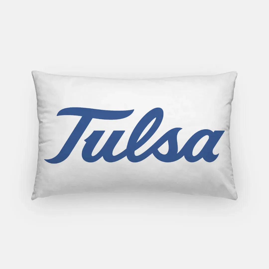 University of Tulsa Lumbar Pillow - Blue Script Pillow Covers