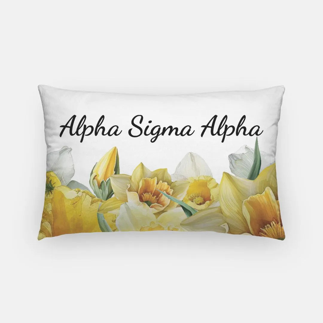 Alpha Sigma Alpha Lumbar Pillow Cover - Narcissus | Gifts | Dorm Decor | Festive Fit Home