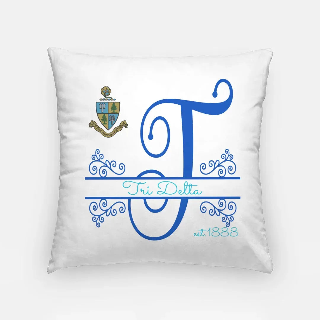 Tri Delta Monogram 18" Throw Pillow Cover Pillow Covers