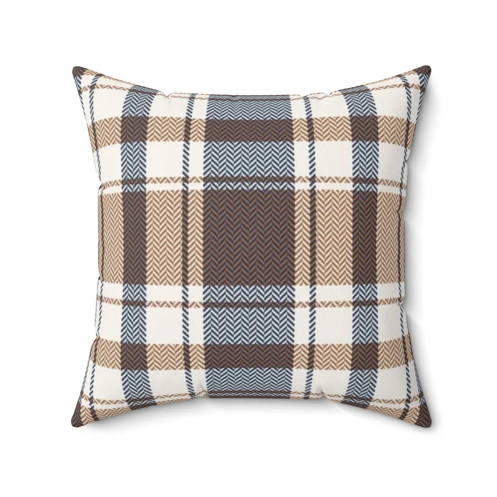 Square Brown and Black Plaid Pillow Cover | Fall Living Room Decor 