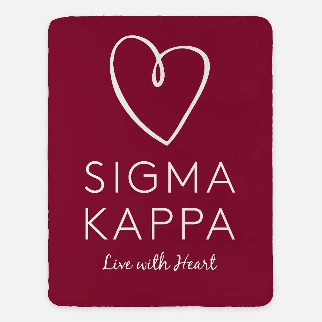 Sigma Kappa Sherpa Blanket - Maroon Large Logo 60"x80" | Sig Kap Gift Shop | Festive Fit Home