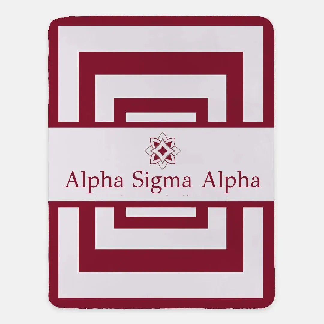 Alpha Sigma Alpha XL 60x80 Sherpa Throw Blanket - Geo Throw Blankets