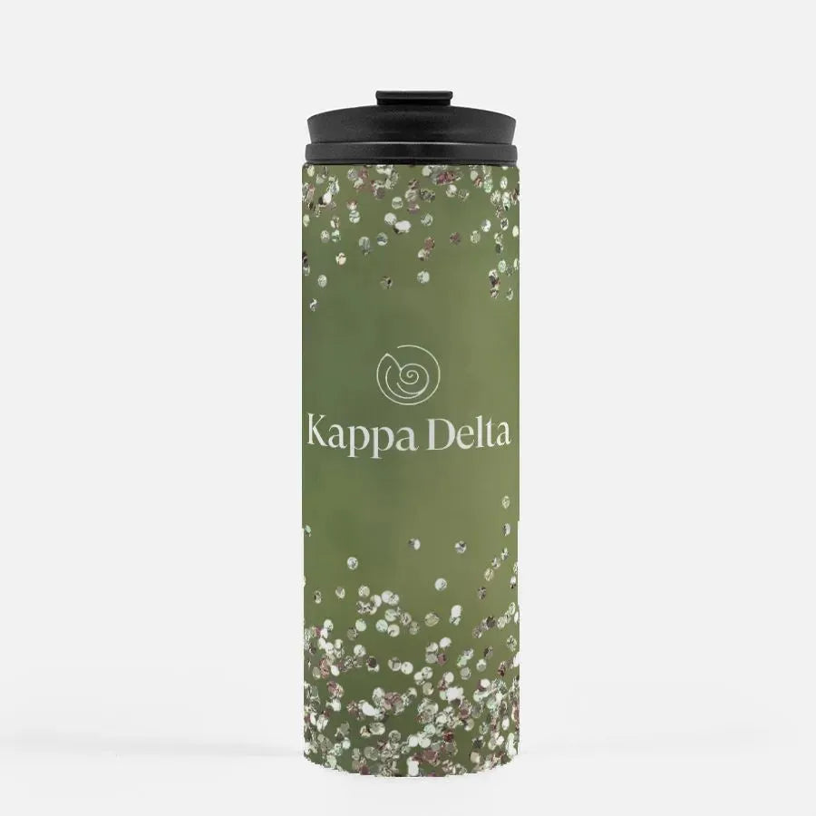 Kappa Delta Thermal Tumbler 16 oz.- Olive Green Glitter Drinkware