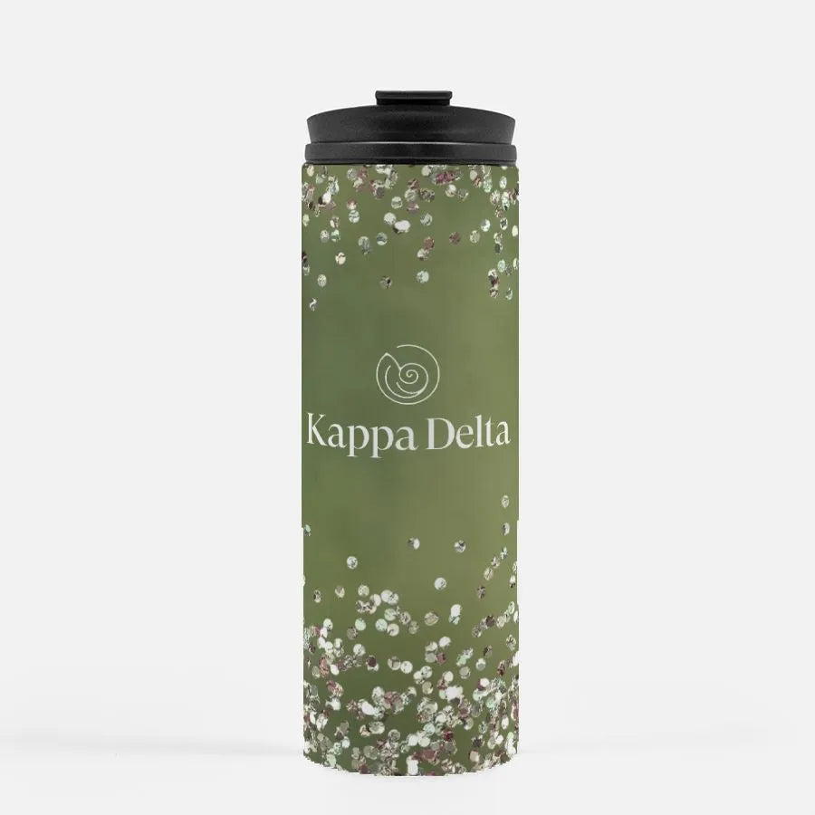 Kappa Delta Thermal Tumbler 16 oz.- Olive Green Glitter | Kaydee Gifts