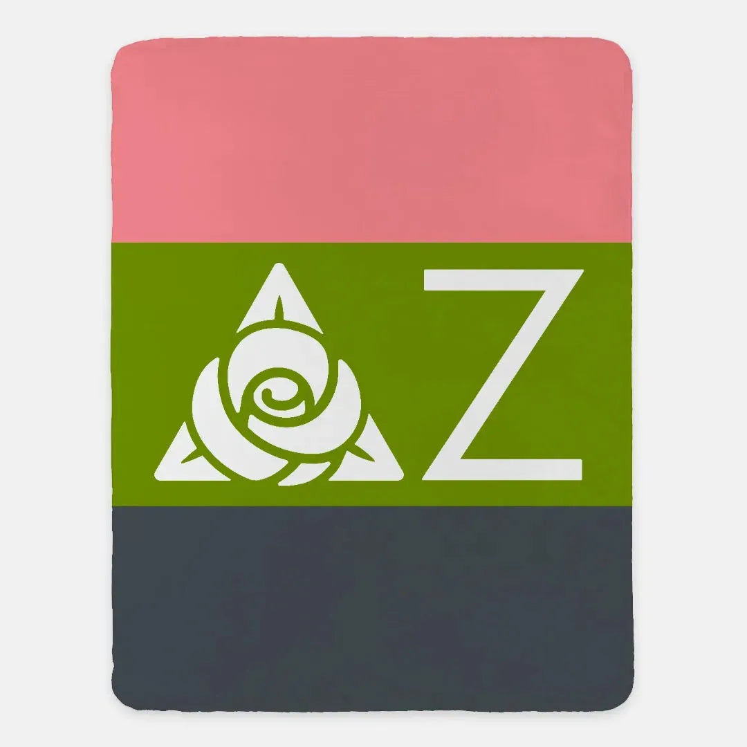 Delta Zeta XL 60x80 Sherpa Throw Blanket - Color Block Throw Blankets