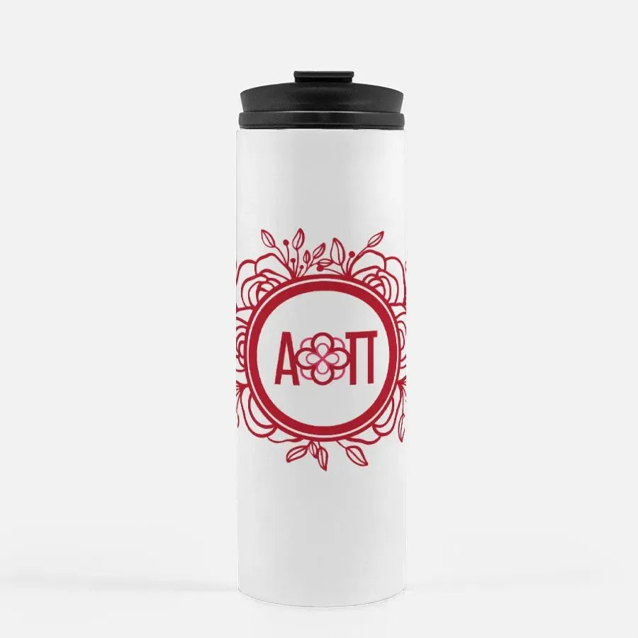 Alpha Omicron Pi Rose Frame Sketch Thermal Tumbler 16 oz. Drinkware