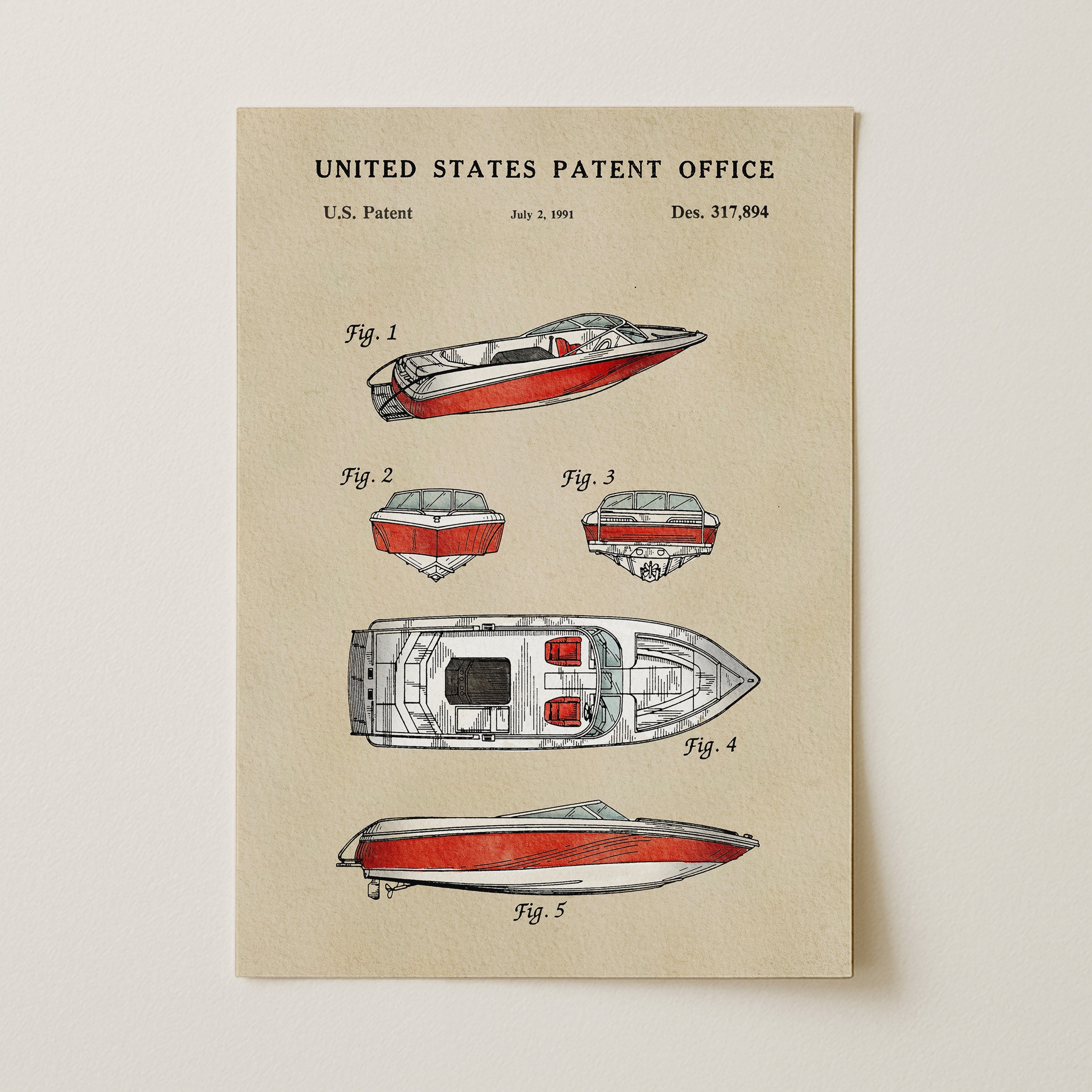 Speedboat US Patent Art Print